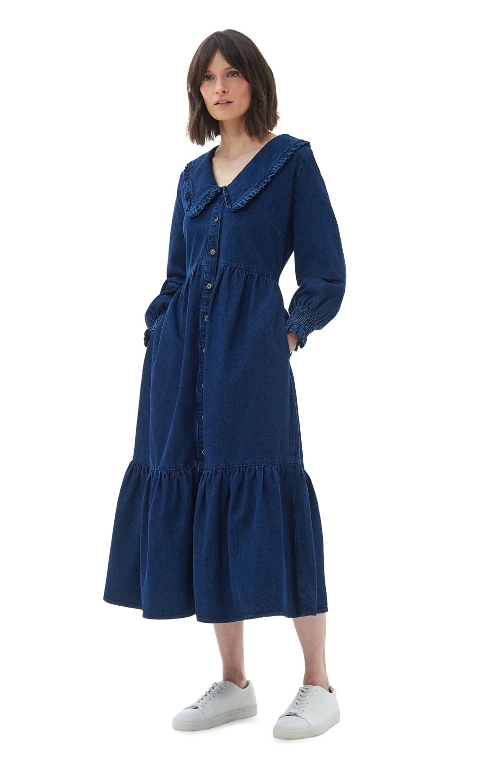 Barbour Aster Midi Dress Indigo (Womens)