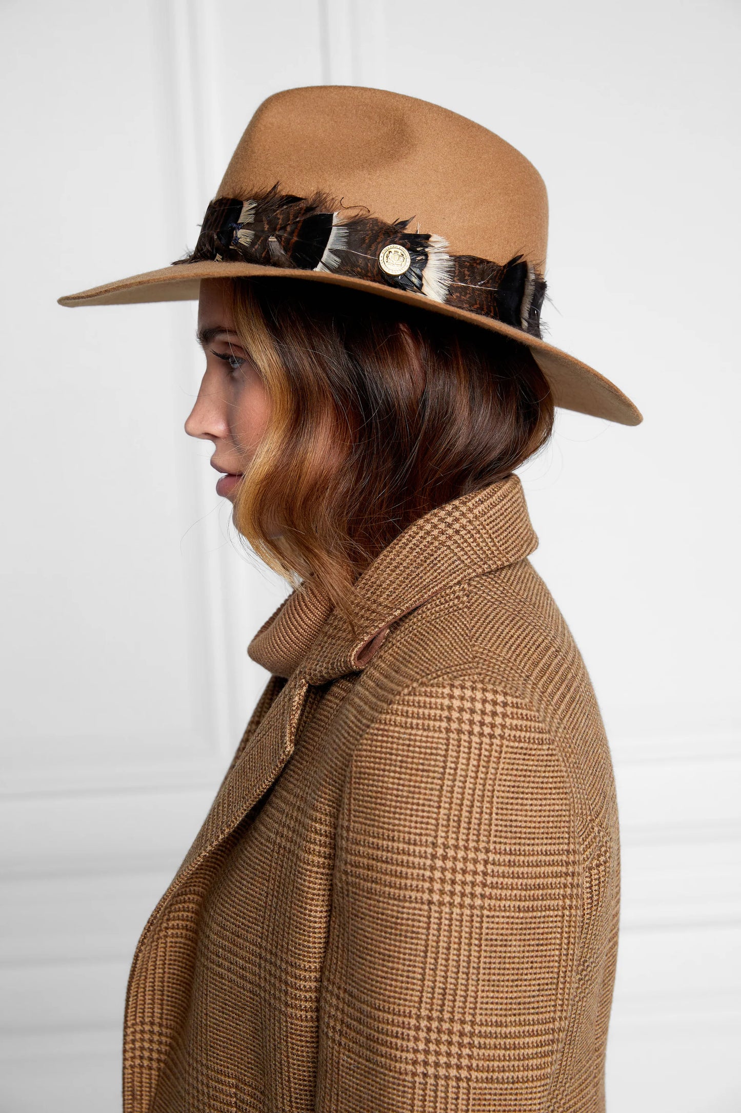 (Holland Cooper) Trilby Feather Banded Hat (Women's)