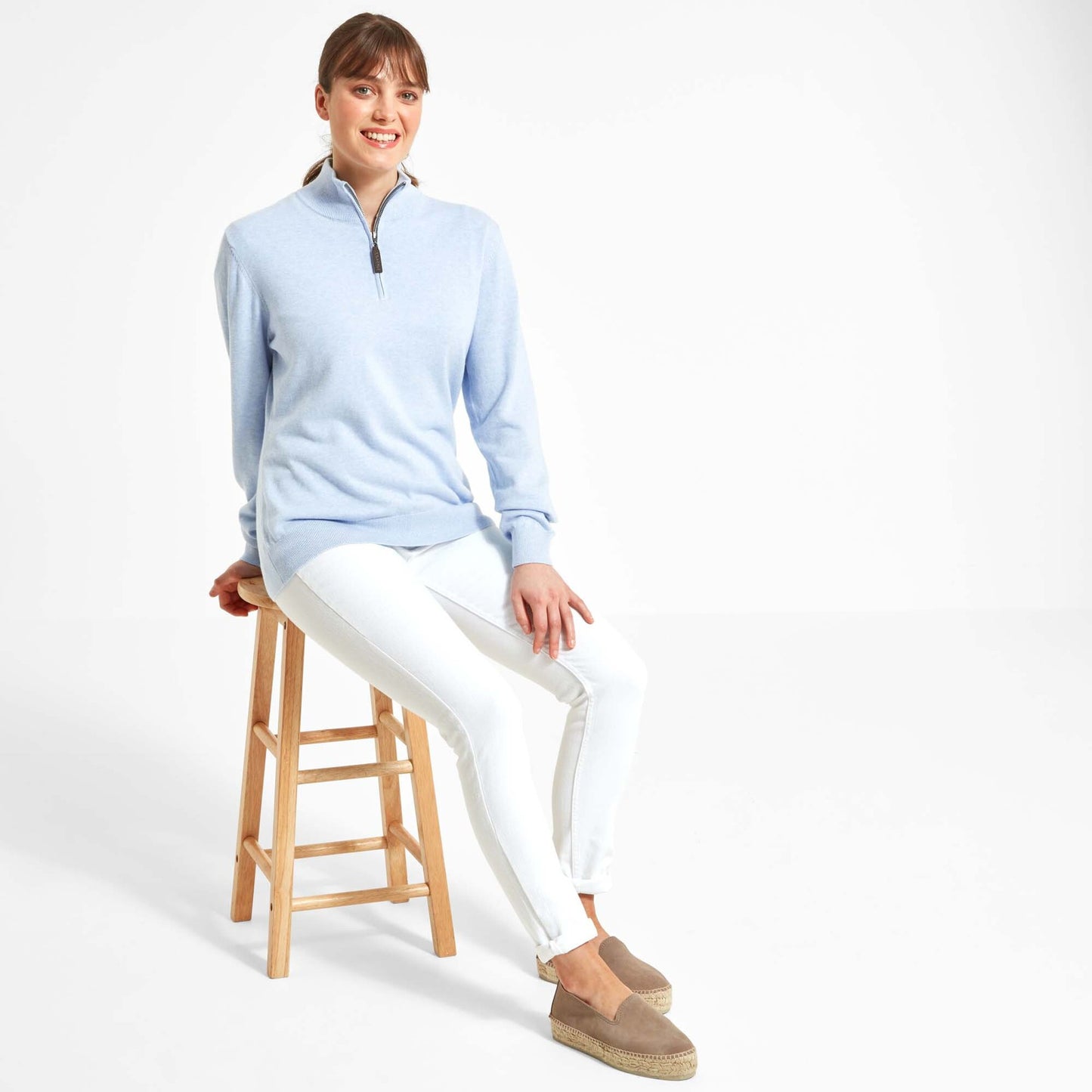 Schoffel Polperro Pima 1/4 Zip Pale Blue (Women's)